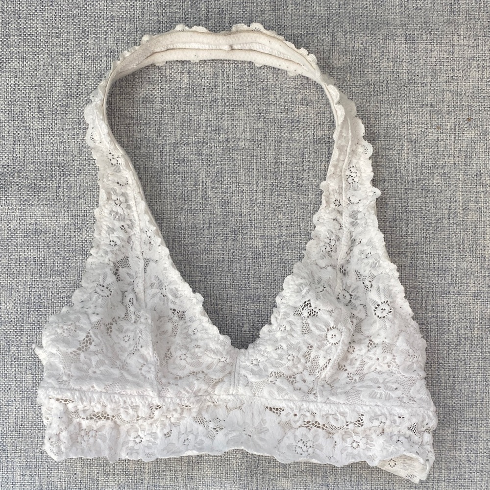 aerie White Lace Halter Bralette